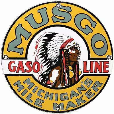 Vintage Musgo Gasoline Porcelain Sign Gas Station Pump Motor Oil Service • $116.38