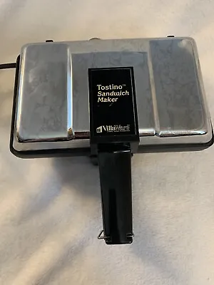 VillaWare Tostino Panini Sandwich Maker Model #3800 Silver Chrome Tested • $39.95