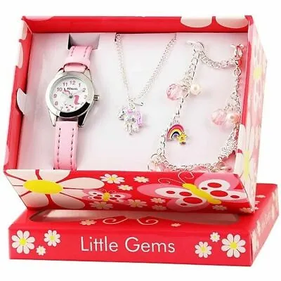 Little Gems Unicorn Charm Set Silver Plated Girls Gift Watch/bracelet/necklace • £19.95