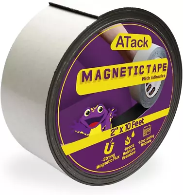 Magnetic Tape Strip Roll 2-Inch X 10-Foot Self-Adhesive Peel And Stick On Dou • $34.60