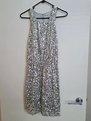 $32 • Buy Forever New Womens Sequin 1920s Look Silver Dress Size 6