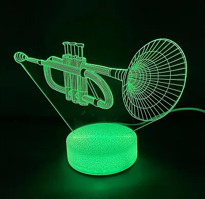 Trumpet Music Instrument 3D Night Light Color Changing Illusion Lamp Birthday  • $14.99