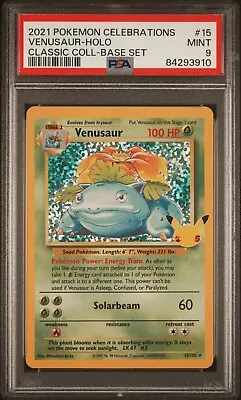 Pokemon Celebrations Classic Collection Holo Venusaur 15/102 PSA 9 Fast Shipping • $23.99