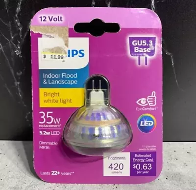 Philips 35w Equivalent MR 16 Flood GU5.3 Base Dimmable LED Bulb - NEW! • $6.20