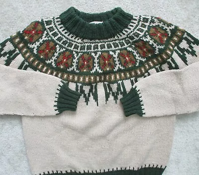 Vintage Handmade In Denmark Mens M L Womens L XL 100% Pure Wool Sweater • $45.80