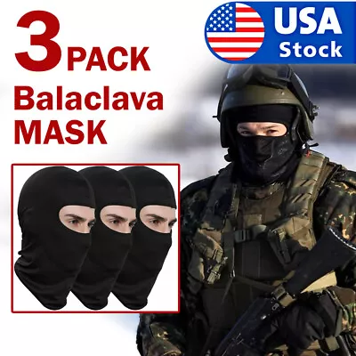 3 Pack Men Balaclava Black Face Mask Lightweight Motorcycle Warmer Ski Face Mask • $9.99