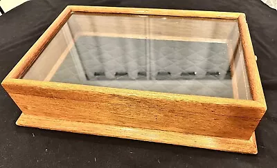 Nice! Antique Oak Wood Glass Tabletop General Store Jewelry Display Case • $229.99