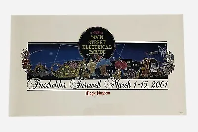 Disney Magic Kingdom Mainstreet Electrical Parade Pass Holder Farewell Poster • $31.20