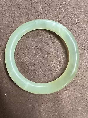 Vintage Estate Light Green Jade Jadeite Stone Bangle Bracelet • $249