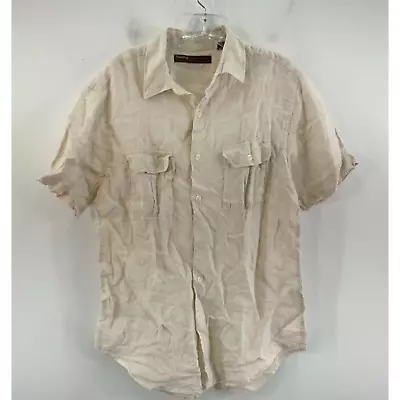 Perry Ellis Beige Linen Shirt Men's Size M Short Sleeve • $30