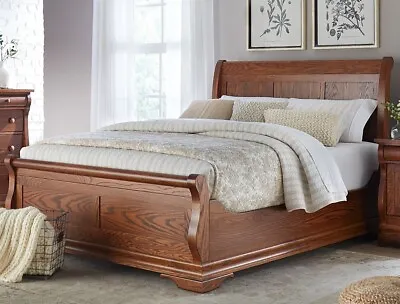 BEST SELLER! Amish Traditional Sleigh Panel Bed Solid Wood King Queen Full • $2499