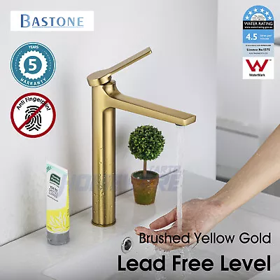 Gold Bathroom Sink Tall Basin Mixer Tap Brass Round Vanity Bench Top Faucet WELS • $99