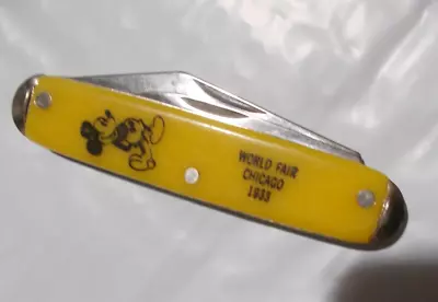 World Fair Chicago 1933 MICKEY MOUSE POCKET KNIFE - Double Blade 3 1/2  & 6  • $19.95