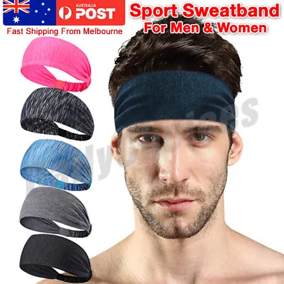 Women Men Sports Sweat Sweatband Headband Yoga Gym Stretch Head Band Hair Band • $5.09