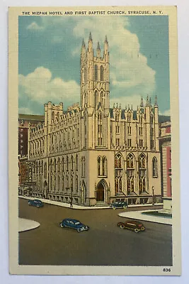 Vintage Linen Postcard ~ Mizpah Hotel First Baptist Church ~Syracuse New York NY • $5.95