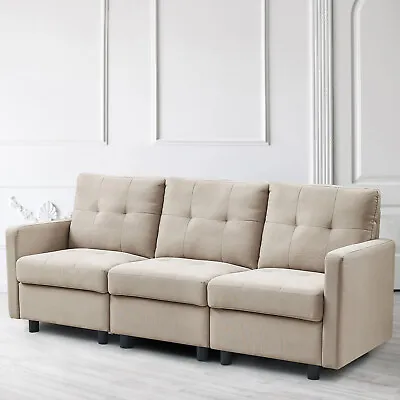 3 Seat Modular Sectional Sofa Linen Reversible Sectional Sleeper Couch Chaise • $507.97