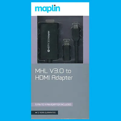 MHL V3 11 Pin MicroUSB To HDMI Adapter (5 Pin To 11 Pin Adapter Included) Maplin • £9.98