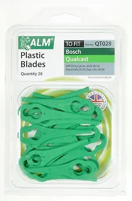 QT028 Qualcast Easi-Lite 28/30 Green Bosch Lawnmower Plastic Blades X 20pk ALM  • £6.99