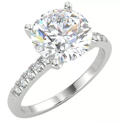 IGI 2.15 CT E/VS1 Lab Grown Round Diamond Engagement Ring 14K White Gold • £1236