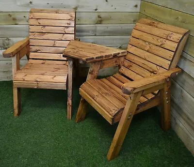 2 Seater Rustic Wooden Garden Furniture Love Seat Angled Premium Delivery • £465.25