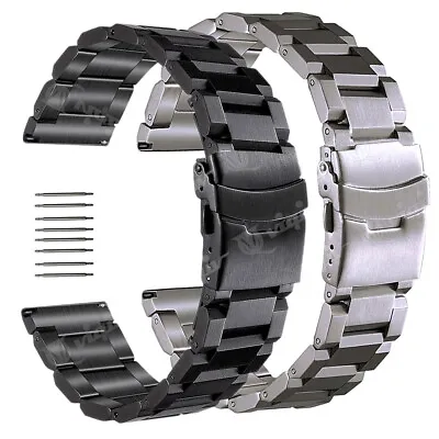 23mm 24mm Stainless Steel Wristwatch Bands Double Locking Clasp Band Strap  • $24.81