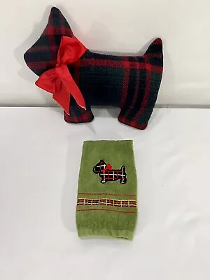 Scottish Terrier Scottie Christmas Holiday Dog Pillow Martha Stewart Hand Towel • $16.99
