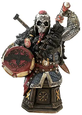 LOOYAR Viking Undead Warrior Berserker Drummer Skeleton Resin Statue In Box • $60