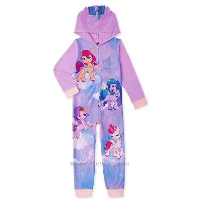 MY LITTLE PONY Pajamas Size 4-12 Girls One Piece Union Suit Hoodie Costume IZZY • £21.22