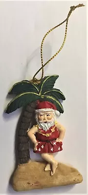 Hawaiian Christmas Ornament - Santa With Lei Under Palm Tree - Island Ornament • $13.33