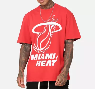 Mitchell & Ness Mens Miami Heat Large Logo T-Shirt Size Medium (New) • £30.40