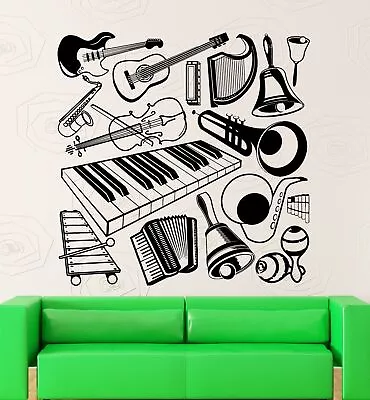 Wall Stickers Vinyl Decal Music Musical Instruments Guitar Piano Decor (ig1831) • £28.92