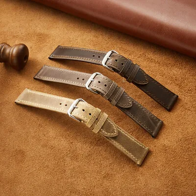 Vintage Genuine Leather Watch Band Strap Replacement Bracelet 18 19 20 21 22MM • $10.98