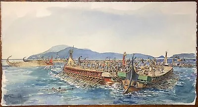 Original Artwork Of A Peloponnesian War Naval Battle In 405 B.C. • £260.34