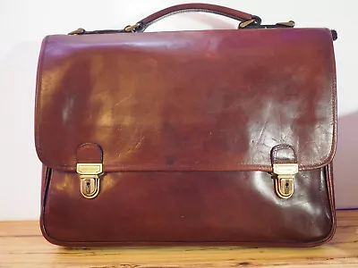 Vintage Claudio Ferrici High Grade Brown Leather Briefcase Messenger Bag • $60