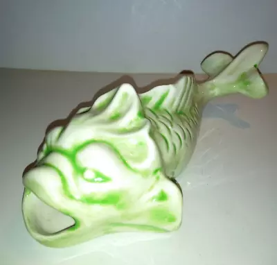 Vintage Lorraine Pottery Ceramic Koi Fish Celadon Green Glaze 60's #1079 • $20