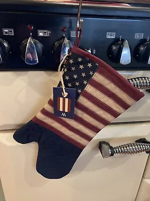 American Flag Gauntlet/Oven Glove By Woven Magic Tea Dyed • £21.95