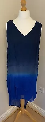 £14.99 • Buy Gorgeous Label Lab Blue Grey Graduated Dye Dipped Hem Occasion Dress UK 14