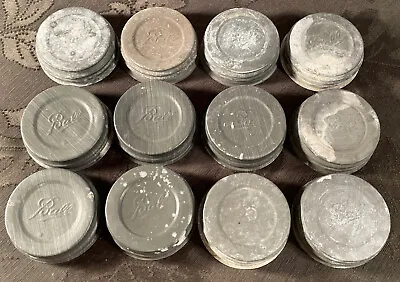 Lot Of 12 Vintage Silver Ball Mason Jar Zinc Cap Lids W/ Porcelain Insert • $24.99