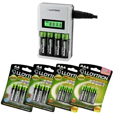 Ultra Fast Lcd Intelligent Battery Charger Plus 16 Aa Aaa Rechargeable Batteries • £27.66