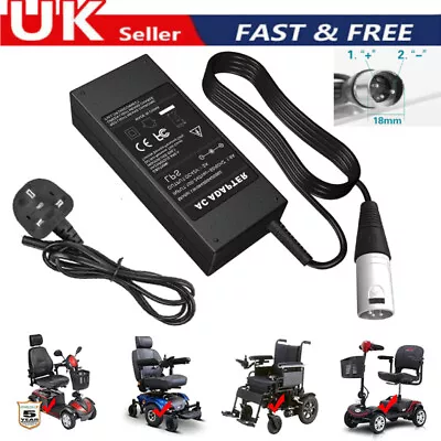 24V Volt 2A XLR E-Bike Lead-Acid Battery Charger For Electric Mobility Scooter • £12.49