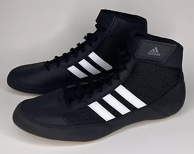 Mens ADIDAS HVC 2 Wrestling Shoes MMA Boxing Black White Gum AQ3325 New Sz 9.5 • $49.99