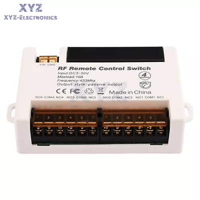 4 Channels Wireless Relay Remote Control Switch Receiver 433Mhz RF 10A Relay US • $7.51