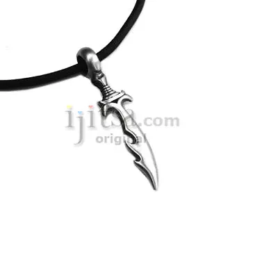 Adjustable Leather Necklace Pewter Dagger Pendant • $19.24