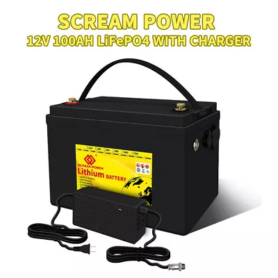 12V 100Ah LiFePO4 BMS Deep Cycle Lithium Battery For Marine EV RV Solar Camping • $175