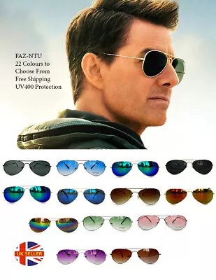 Top Gun Men Women Sunglasses Pilot Retro Vintage Glasses Shades Uv400 Unisex New • £4.25