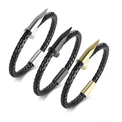 Stainless Steel Nail Bracelet Fashion Men‘s Magnetic Buckle Jewelry 3 Colors US • $14.20