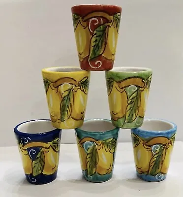 Vietri Pottery - Set Of 6 Limoncello Glasses .Made/painted By Hand In ITALY • $69.99