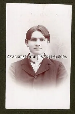 Dapper Young Man W Unusual Haircut Antique Mounted Photo W Folder • $3.95