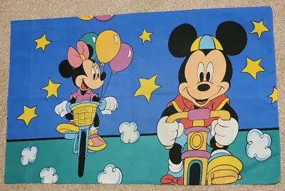 Vtg Disney Mickey & Minnie Bike Mouse Pillow Case Standard Double Sided 31 ×19  • $4.98