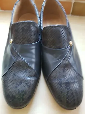 £24.99 • Buy Sanders Ely Black & Grey All Leather Shoe, ‘Mock Snake’, 7.5, VGC & England.